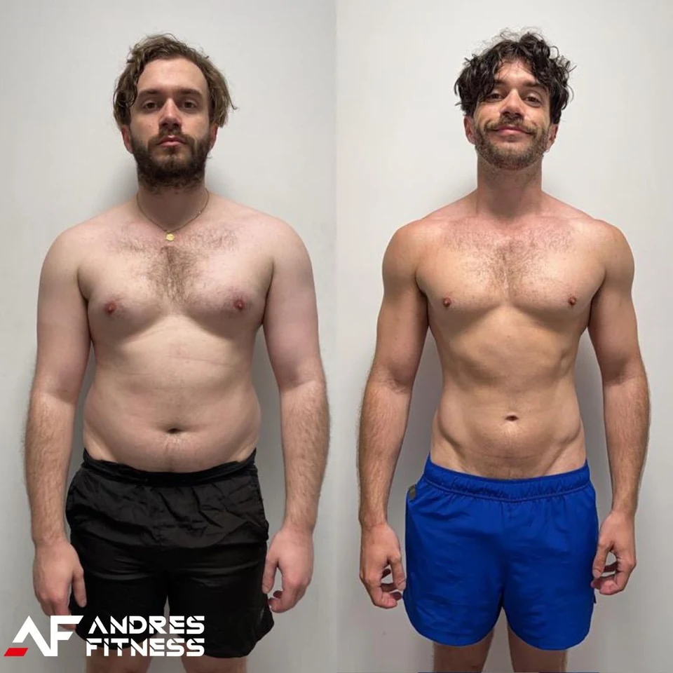 Sam’s before and after client progress photographs